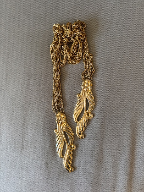 Judith Leiber Gold tone Runway Floral Multi Chain Belt or necklace main image 4